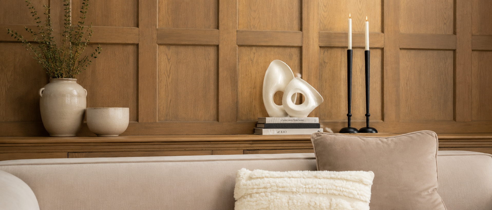 Decorative objects selected for shape texture and everyday presence