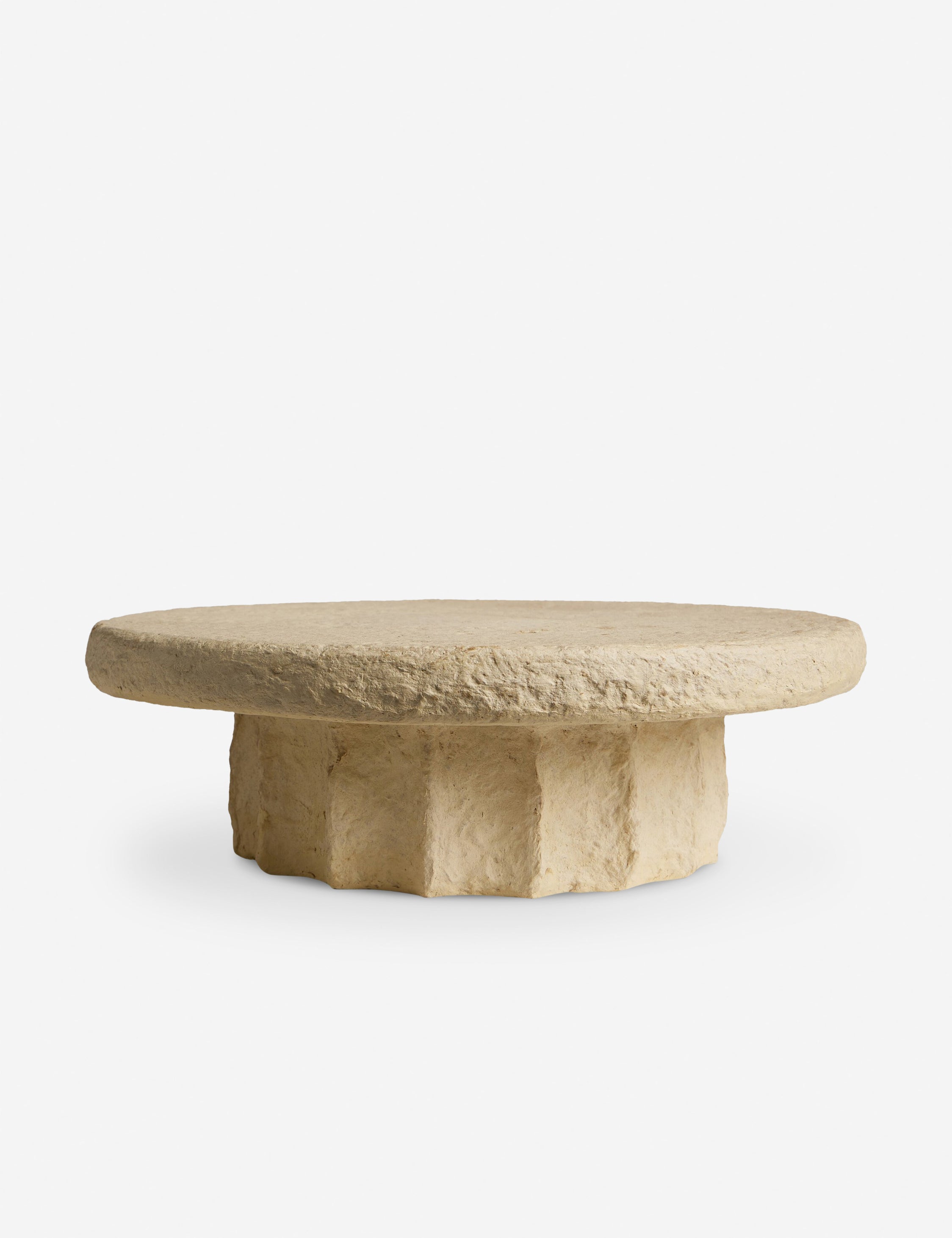 Classic Fluted Paper Mache Pedestal (Set of 2) - Natural - Image 5