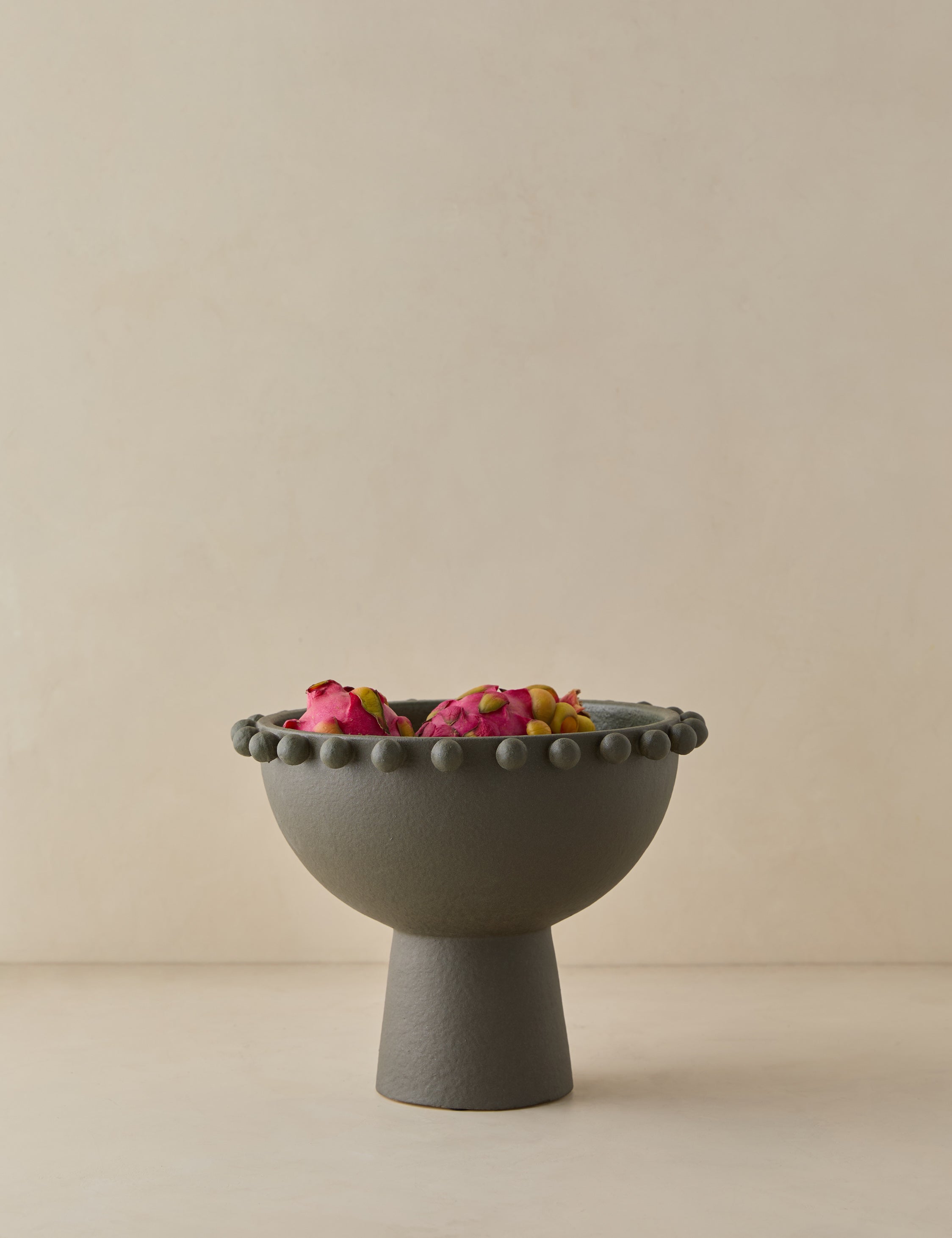 Sculptural Beaded Ceramic Bowl - DarkOlive - Image 2