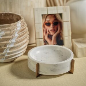 Natural Bone Inlaid Photo Frame with Brass Trim