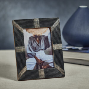 Black Ribbed Horn and Shagrin Photo Frame